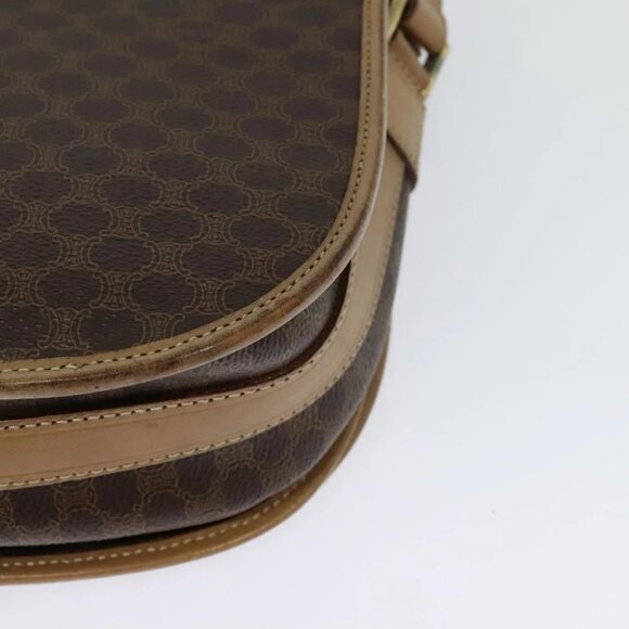 CELINE Macadam Canvas Shoulder Bag PVC Leather Brown Gold Auth sw561 - Picture 10 of 16
